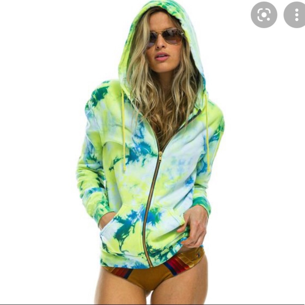 NWOT Aviator Nation Tie Dye Zip Hoodie